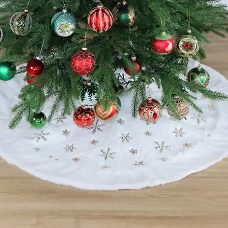 Покривка за елха със златни снежинки -100 см