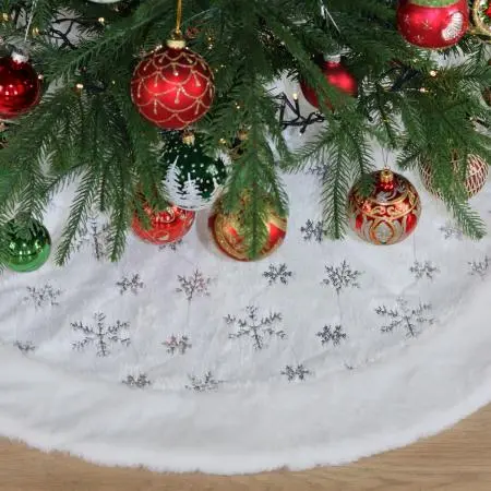 Покривка за елха със сребърни снежинки -100 см