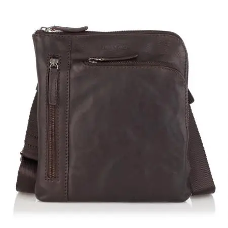 Мъжка чанта тъмно кафява OILY DIANA - SILVER FLAME