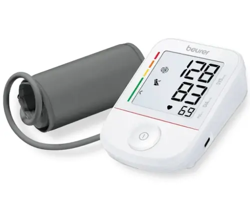 Апарат за кръвно налягане, Beurer BM 38 upper arm blood pressure monitor, Inflation technology, Patented resting indicator, Cuff fit check, Arrhythmia detection, Risk indicator, Scan & Save, Cuff size 22 - 42sm, USB-C charging cable