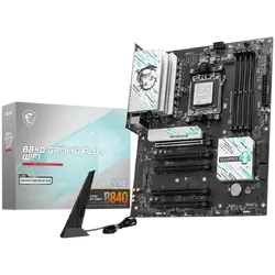 MSI B840 GAMING PLUS WIFI, ATX, Socket AM5, 4x DDR5 Dual Channel DDR5 up to 8000(OC)MHz, 5x PCIe x16 slot, 2x M.2 slot, 4x USB 2.0, 2x USB 5Gbps, 1x USB 10Gbps, 1x USB 10Gbps Type-C, HDMI, 7.1 HD Audio, 2.5G LAN, WiFi, BT, 3Y