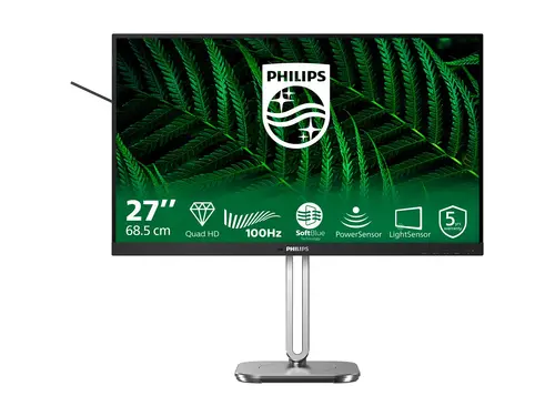 Монитор, Philips 27B2G5500, 27" IPS WLED, 2560x1440@100Hz, 4ms GtG, 300cd m/2, 1000:1, 50M:1 DCR, Adaptive Sync, FlickerFree, Blue Light tech., 3Wx2, Tilt, Height Adjust, Pivot, Swivel, 2xHDMI, DP, USB hub