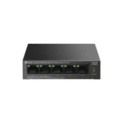TP-Link LS105LP 5-Port 10/100 Mbps Desktop Switch with 4-Port PoE, 4× 10/100 Mbps PoE Ports, 1× 10/100 Mbps Non-PoE Port, 802.3af, 41 W PoE Power, Desktop Steel Case, Extend Mode for 250m PoE Transmitting, PoE Auto Recovery, Plug and Play