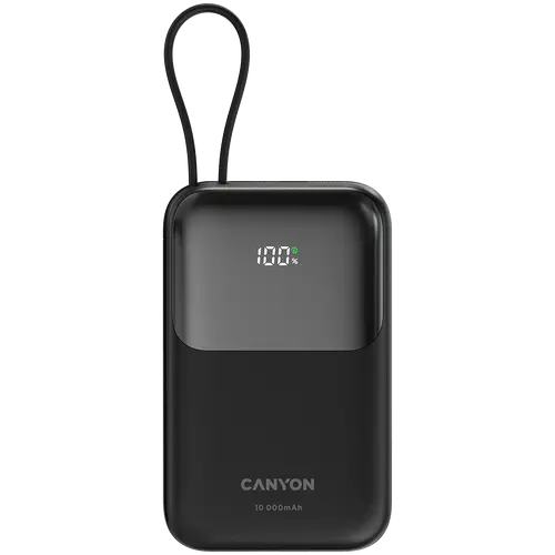 CANYON power bank OnPower 101 built-in cable 10000 mAh PD22.5W Black