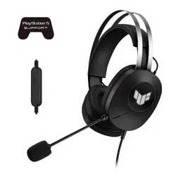 Слушалки, AsusTUF Gaming H1 Gen II Headset (Lightweight 297-g, wired USB-A connection, 40 mm Drivers, Virtual 7.1 Surround Sound, Team-Speak Certified Mic, Durable Ear Cushions, For PC, PS5),Black