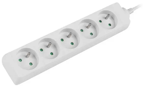 Разклонител, Lanberg power strip 1.5m, 5 sockets, french quality-grade copper cable, white