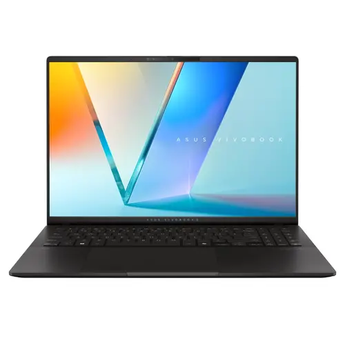 Лаптоп, Asus Vivobook S M5606KA-RI073,AMD KRACKAN-8C/BGA,16 "OLED WQXGA+(WQ+) 2880X1800 16:10 Bend+400nits(HDR) Glare120 Hz,24GB LPDDR5X (on BD),1TB SSD,Backlit Chiclet Keyboard 1-Zone RGB with Num-key, No OS,Neutral Black, AI PC +Backpack