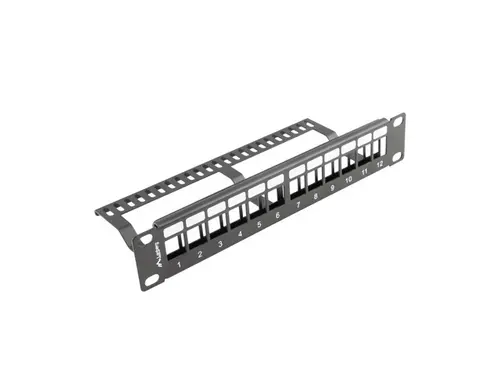Пач панел, Lanberg patch panel blank 12 port 1U with organizer for keystone modules black