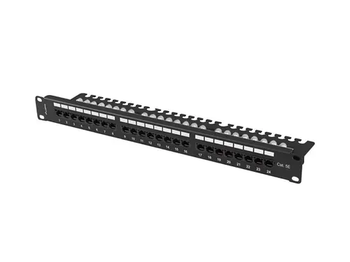 Пач панел, Lanberg patch panel 24 port 1U 19" CAT.5e utp with cable organizer black