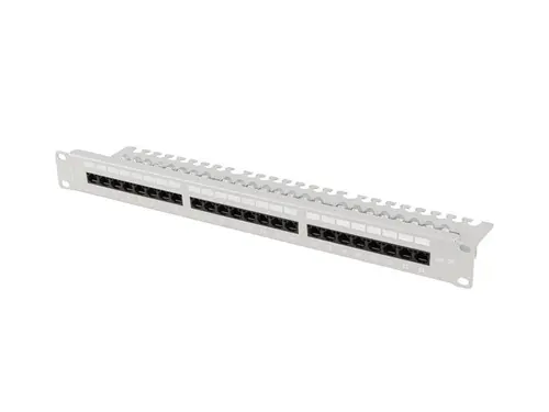 Пач панел, Lanberg patch panel 24 port 1U 19" CAT.5e utp with cable organizer grey