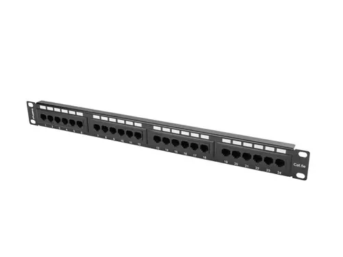 Пач панел, Lanberg patch panel 24 port 1U CAT.5E, black