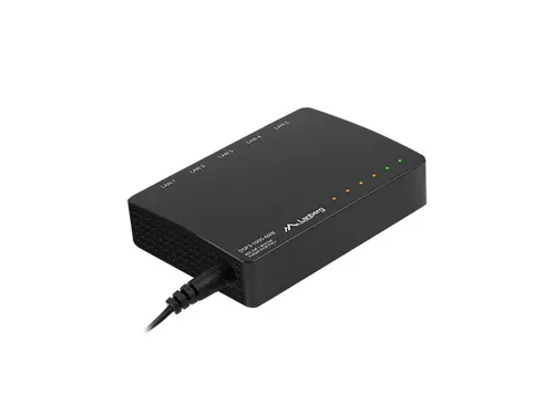 Комутатор, Lanberg switch dsp3-1005-60w 5x 1GB poe+ (4 port poe 30w/port max 60w) unmanaged desktop