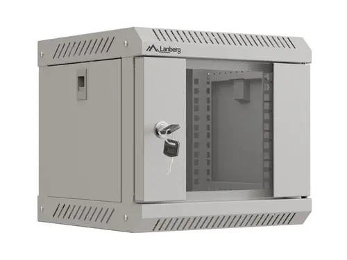 Комуникационен шкаф, Lanberg rack cabinet 10" wall-mount 4U/300x300 (flat pack) with glass door grey