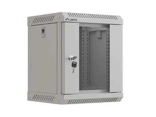 Комуникационен шкаф, Lanberg rack cabinet 10" wall-mount 6U/300x300 (flat pack) with glass door grey