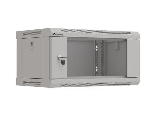 Комуникационен шкаф, Lanberg rack cabinet 19" wall-mount 4U/540x350 (flat pack) with glass door grey