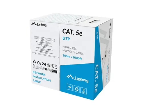 Кабел, Lanberg LAN cable CAT.5e 305m solid cca grey fluke passed
