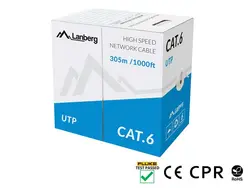 Кабел, Lanberg LAN cable CAT.6 utp 305m solid cu grey cpr + fluke passed