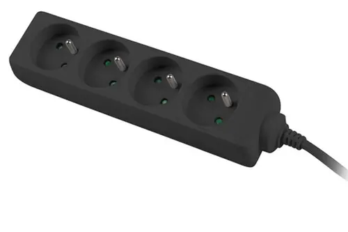 Разклонител, Lanberg power strip 1.5m, 4 sockets, french quality-grade copper cable, black