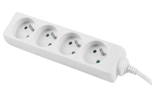 Разклонител, Lanberg power strip 1.5m, 4 sockets, french quality-grade copper cable, white