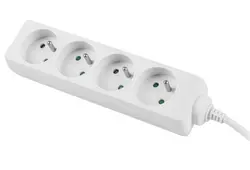 Разклонител, Lanberg power strip 1.5m, 4 sockets, french quality-grade copper cable, white