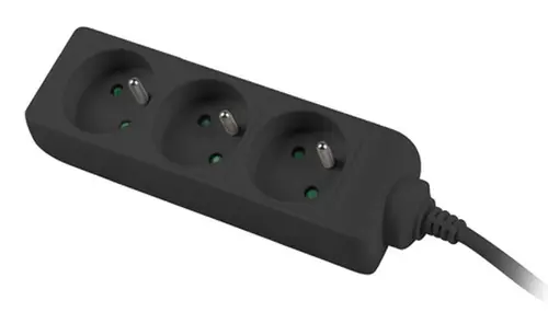 Разклонител, Lanberg power strip 3m, 3 sockets, french quality-grade copper cable, black