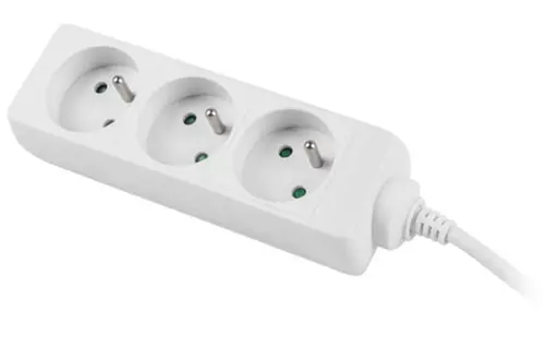 Разклонител, Lanberg power strip 3m, 3 sockets, french quality-grade copper cable, white