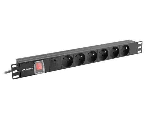 Разклонител, Lanberg power distribution unit (pdu) 19" 1U 16a 6x french outlets 2m black