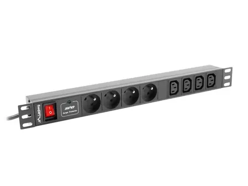 Филтър, Lanberg power distribution unit (PDU) 19"1U 10A 8 SOCKETS 2M, black