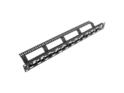 Пач панел, Lanberg patch panel blank 24 port 1U staggered with organizer for keystone modules, black