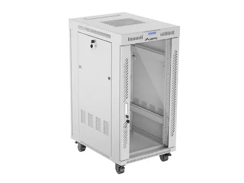 Комуникационен шкаф, Lanberg rack cabinet 19" free-standing 22U/600x800 (flat pack) with glass door lcd grey v2