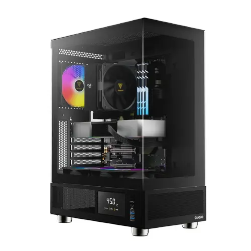 Gamdias кутия Case ATX - ATLAS E1 - 3 x 120 mm A-RGB, Digital Display, Tempered Glass