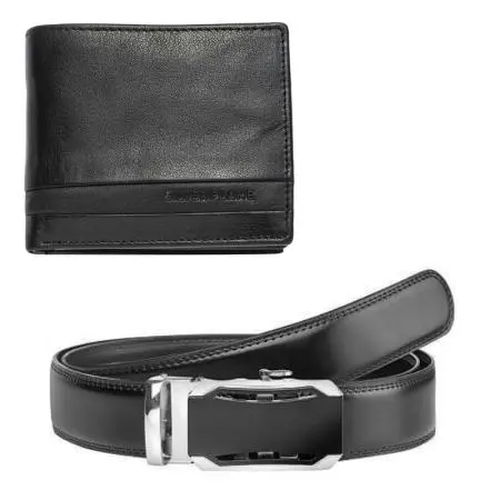 Мъжки комплект портфейл и колан Silver Flame - 100 см