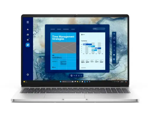 Лаптоп, Dell Pro 16 PC16250, Intel Ultra 7 255U (12 TOPS NPU, 12 cores, up to 5.2 GHz), 16" FHD+(1920x1200) 300nits AG, 32 GB: 1x32 GB, DDR5, 5600 MT/s, 1 TB SSD, Intel Graphics, FHD HDR IR Cam and Mic, Wi-Fi 6E, FPR, Backlit Kb, Win11 Pro, Platinum silver