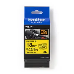 ЛЕНТА ЗА ЕТИКЕТНИ ПРИНТЕРИ BROTHER ТИП TZE FLEXI - 18 mm x 8 m - BLACK ON YELLOW FLEXIBLE ID - PN TZEFX641 (TZE-FX641)