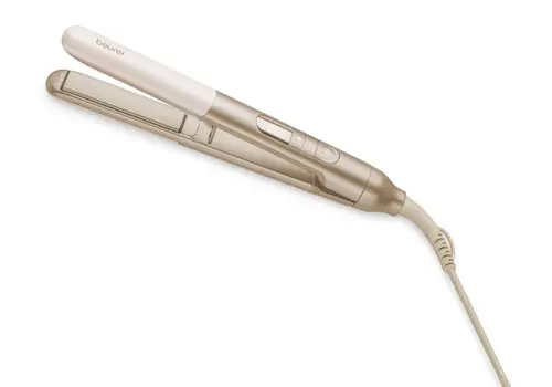 Преса, Beurer HS 70 Hair straightener, Ceramic-coated heating plates, Rounded housing, Ion function, Multi-stage temperature setting from 100°C - 220 °C, Automatic switch-off after 30 minutes, Button lock, heat-resistant storage bag