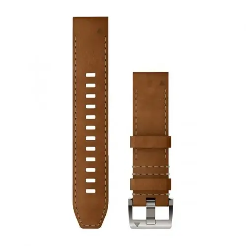 Garmin QuickFit® 22 Leather/FKM Hybrid Strap, Brown/Black (MARQ - Gen 2) 010-13225-08