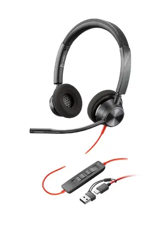 HP Poly Blackwire 3320 Stereo USB-C Headset +USB-C/A Adapter