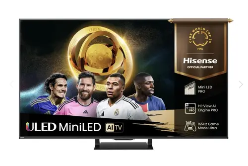 Телевизор, Hisense 65"U7Q Pro, 4K Ultra HD 3840x2160, ULED, FALD, Quantum Dot, 165Hz, IPS, HDR 10+, HLG, Dolby Vision IQ, Dolby Atmos, Smart TV, WiFi 5GHz, WiFi Direct, BT, Anyview Cast,light sensor,Solar Powered Remote, 4xHDMI, 2xUSB, LAN, CI+, DVB-T2/C/S2, Black