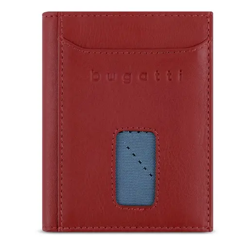 Кожен портфейл Bugatti Secure Slim Special Zip Mini, червен