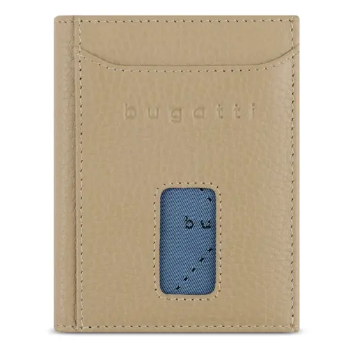 Кожен портфейл Bugatti Secure Slim Special Zip Mini, бежов
