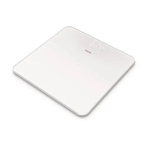 Везна, Beurer GS 225 White Glass bathroom scale, Magic LED display; Automatic switch-off, overload indicator; height 2.7 cm; 180 kg / 100 g  5 years warranty; White