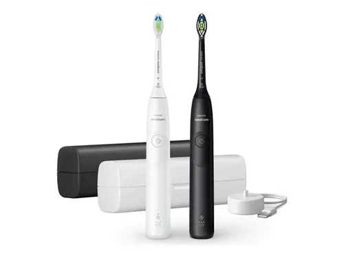 PHILIPS Sonicare 2бр Четка за зъби с акумулаторна батерия HX7109/01 Сензор за натиск калъфи черна и бяла