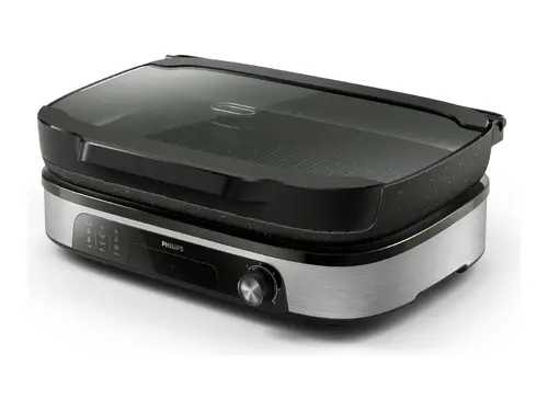 PHILIPS Контактен грил 2400W 5 температурни нива стъклен капак каменно покритие