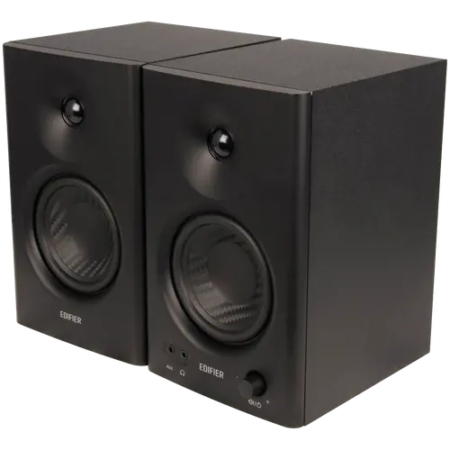 Edifier MR4 Active Studio Monitors, RCA, AUX, TRS, 1-inch Tweeters, 4-inch Woofers, 42W (RMS), Control Knob, Black
