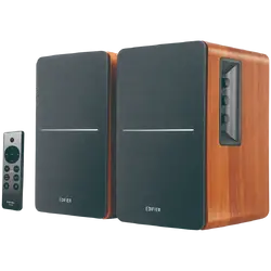 Edifier R1280DBs 2.0 Bookshelf Speakers, BT V5.1, Optical, Coaxial, RCA, 0.5-inch Tweeters, 4-inch Drivers, Sub-Out, 42W (RMS), Control Knobs and Remote Control, Brown