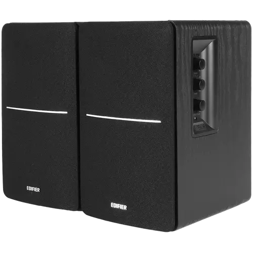 Edifier R1280DB 2.0 Bookshelf Speakers, BT V5.1, Optical, Coaxial, RCA, 0.5-inch Tweeters, 4-inch Drivers, 42W (RMS), Control Knobs and Remote Control, Black