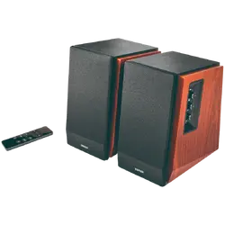 Edifier R1700BTs .0 Bookshelf Speakers, BT V5.1, RCA, 0.75-inch Tweeters, 4-inch Drivers, Sub-Out, 66W (RMS), Control Knobs and Remote Control, Brown