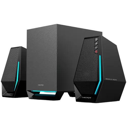 Edifier G1500 MAX 2.1 Audio System, BT V5.3, USB, AUX, 2.5-inch Drivers, 4-inch Subwoofer, RGB Lighting, 30W (RMS), Black