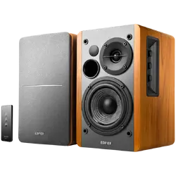 Edifier R1280T 2.0 Bookshelf Speakers, RCA, 0.5-inch Tweeters, 4-inch Drivers, 42W (RMS), Control Knobs and Remote Control, Brown