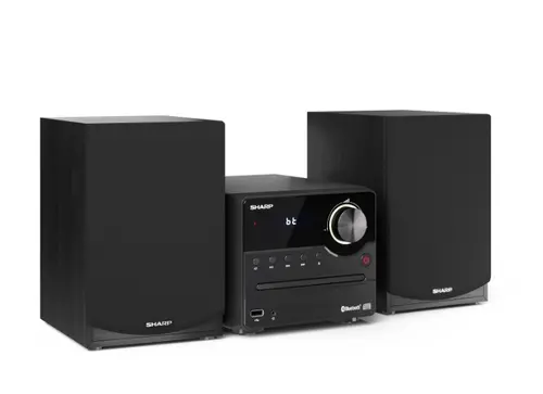 Аудио система, Sharp Audio Systems XL-B512(BK), HI-FI MICRO SYSTEM, 45W total max power output, FM PLL tuner, Bluetooth v5.0, CD player, USB, 3.5mm Aux-in / line-in, wooden speaker, Black